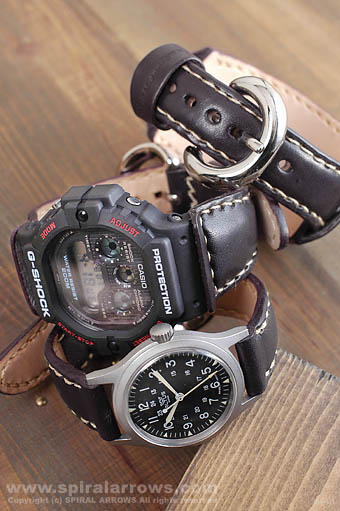 時計バンド サドルレザー製 G-SHOCK 革製品のスパイラルアロウズ